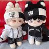 Niannyyhouse 40cm Plush Doll with Loose Colorblock Canvas Cotton Doll Accessories Clothes, Hairband, Hoodie, Shorts, Shoes, Dress-Up (Black)