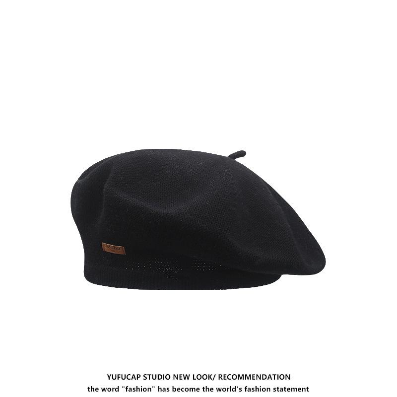 Wool knitted beret spring and autumn painter's hat shows the face, small and thin design sense, high-end hat autumn