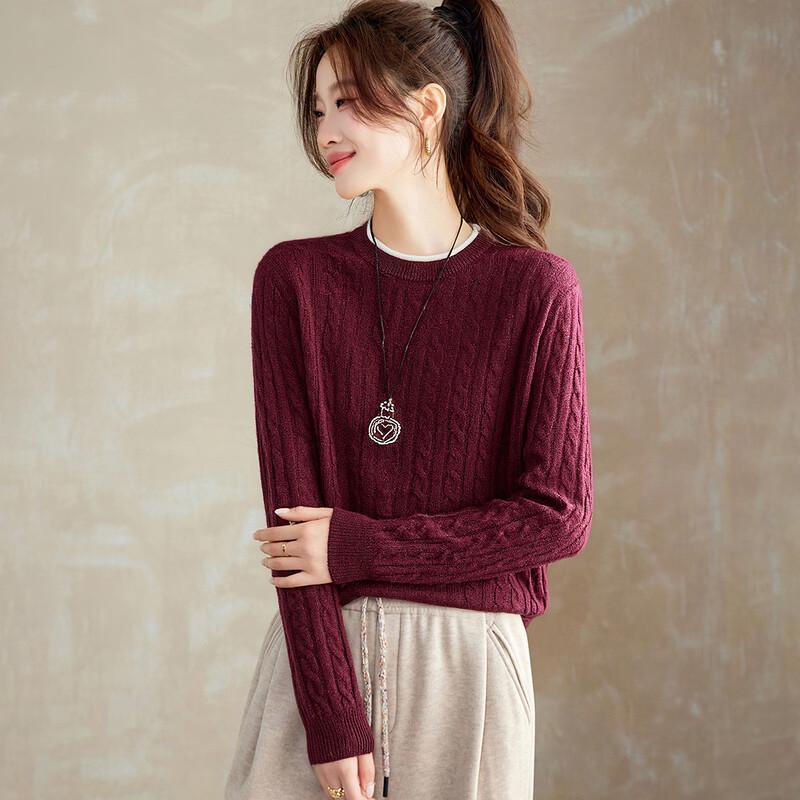 Srcr Women s 100% Cashmere Cable Knit Layered Sweater L