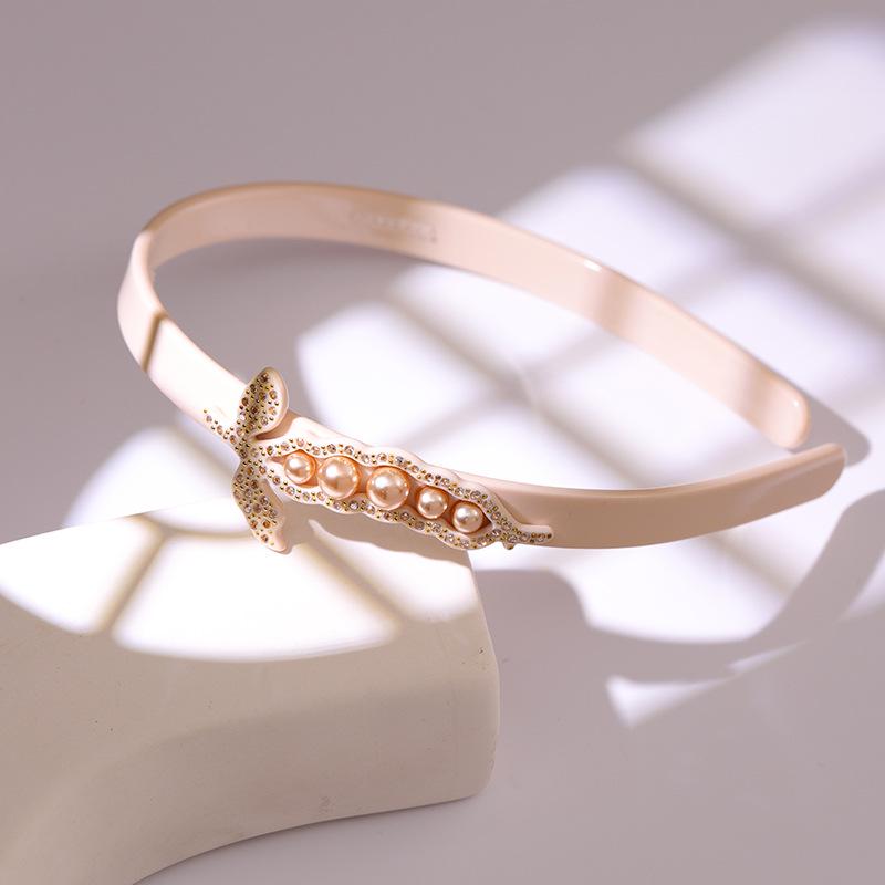 

Ретро французская ацетатная повязка на голову Alexander в виде горохового стручка - Нескользящий аксессуар для волос бежевый