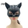 Cool Black Costume Mask Halloween Catw Woman Mask, Cat Eye Soft Latex Leather Accessory for Masquerade Superhero Cosplay Party Glossy