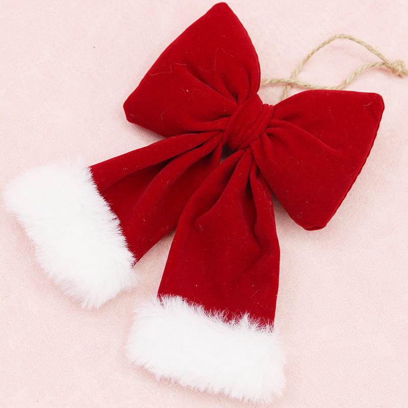(1 Piece/bag) 15cm Christmas Plush Ribbon Bow Christmas Tree Decoration Clothing Tie Hair Accessories Pendant DIY