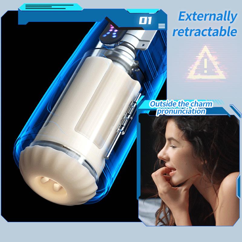 Men's Masturbation Sex Toys 12 Frequency Vibration 5 Telescopic Fully Automatic Sucking Artificial Vagina Intelligent Language Adult Toy