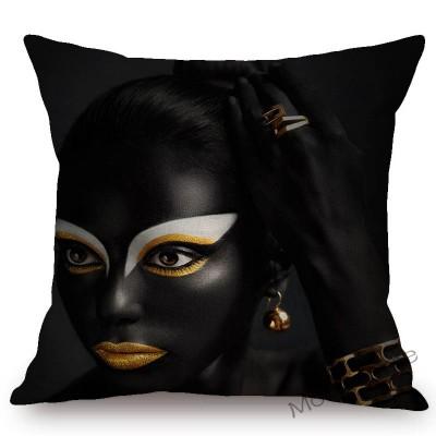 Fashion African Black Woman Girl Luxury Elegant Home Decorative Sofa Pillow Case Beauty Salon Decoration African Cushion Cover