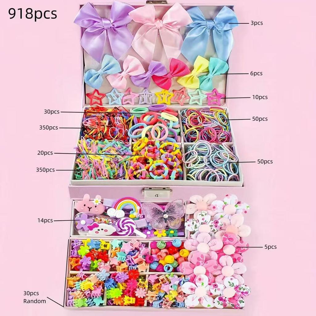 Princess Hair Accessories Set for Kids – Clips, Scrunchies & Claw Clips with Elastic Ties, Gift Box for Daily Wear