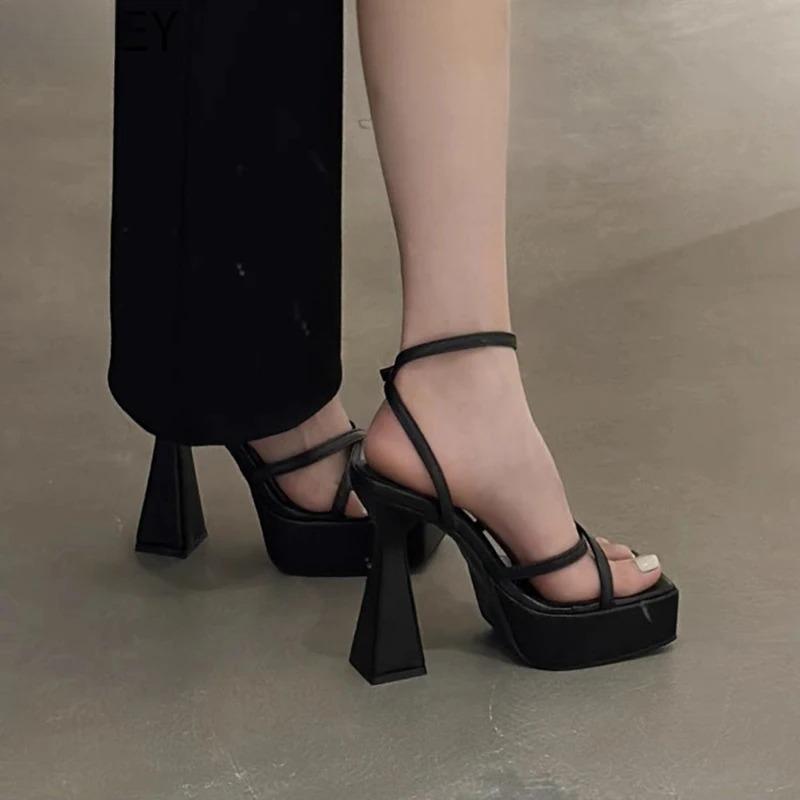 Fashion Women Shoes Summer High Heel Sandals Narrow Band Platform Women Sandals Shoes Fashion Open Toe High Heel Party Dress Ladies Shoe