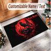 Totenkopf Gothic Thema Weicher Kristall-Samt Teppich Benutzerdefinierter Name & Text Druck Rutschfester Boden Teppich für Schlafzimmer Wohnzimmer