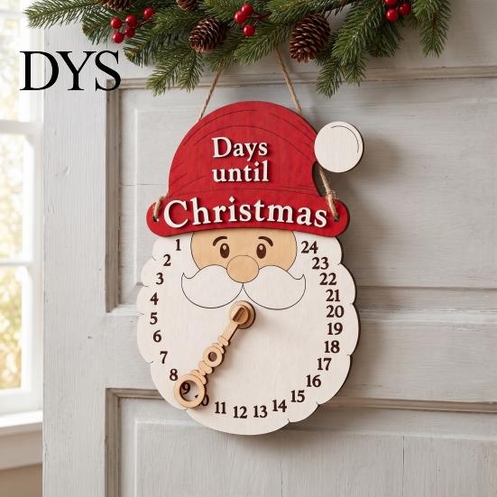 Christmas Party Supplies Advent Calendar Wooden Hanging Sign, 24 Days Welcome Sign with Rope, Countdown Plaque Santa Decorations For Living Room Cafe