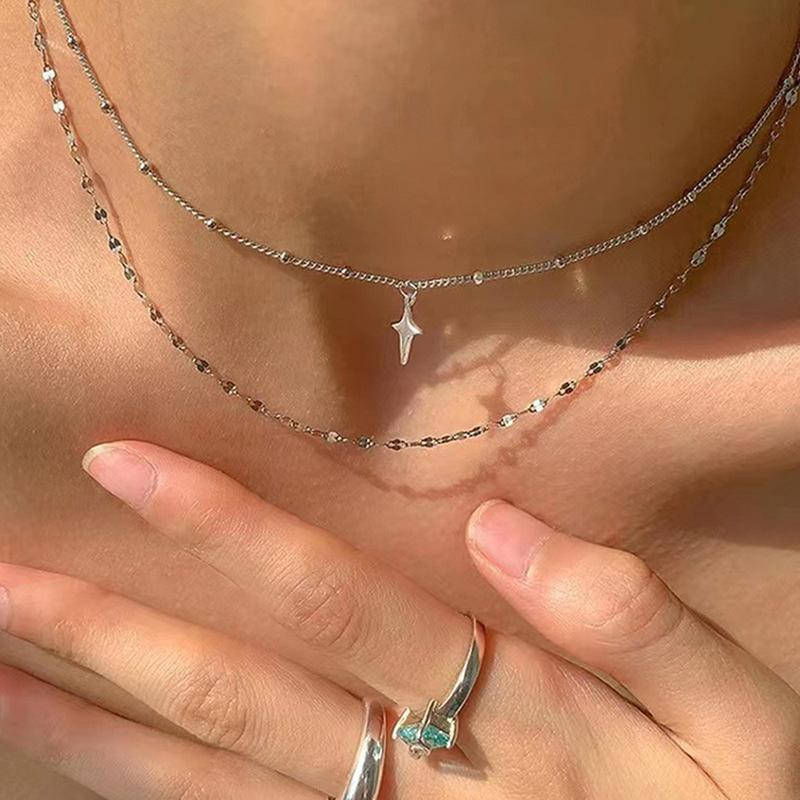 Dámský křížový přívěsek náhrdelník Boho dvojitý vrstvený náhrdelník pro ženy dívky