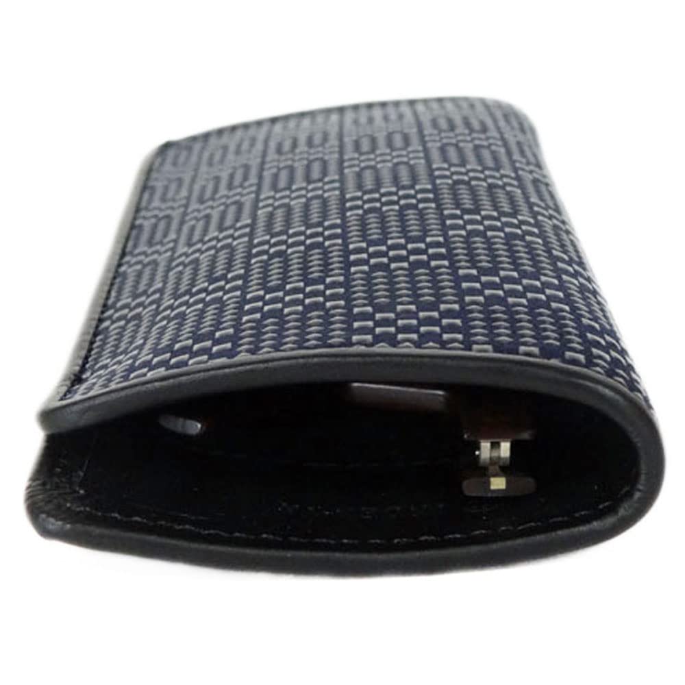 Indenya Eyeglass Case 4203 Navy Deerskin Ichimatsu Pattern Black Lacquer 16x7.3cm