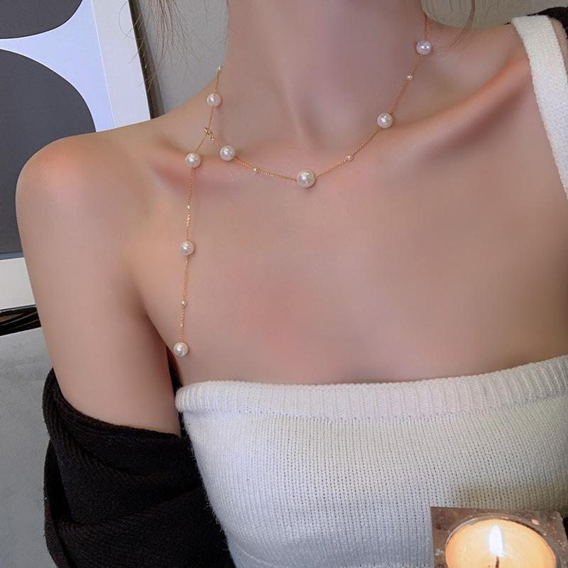 Zircon Imitation Pearl Necklace French Court Imitation Baroque Pearl Necklace Women Light Luxury Design Aurora Collarbone Chain