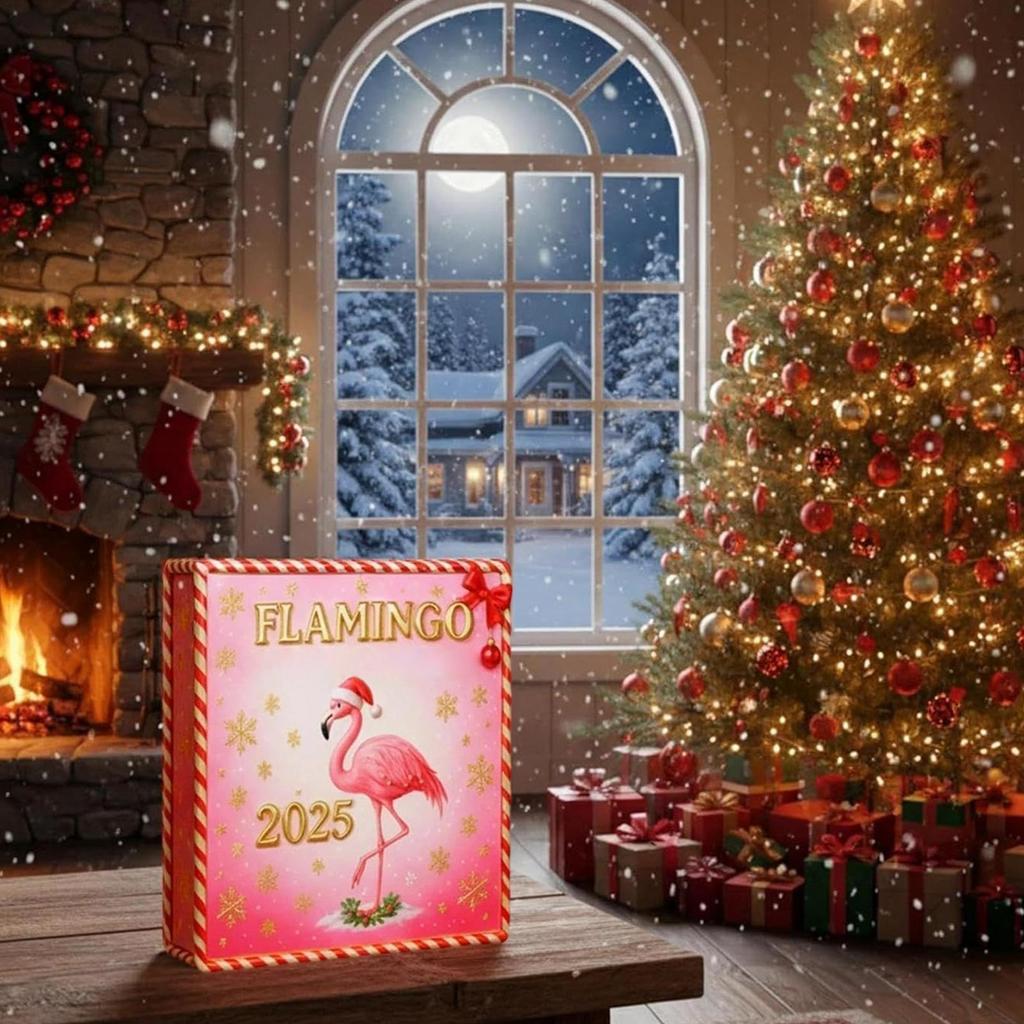 2025 Christmas Advent Calendar gift 2D Flat Acrylic Flamingo Ornaments Christmas tree decorations Holiday Countdown Calendar