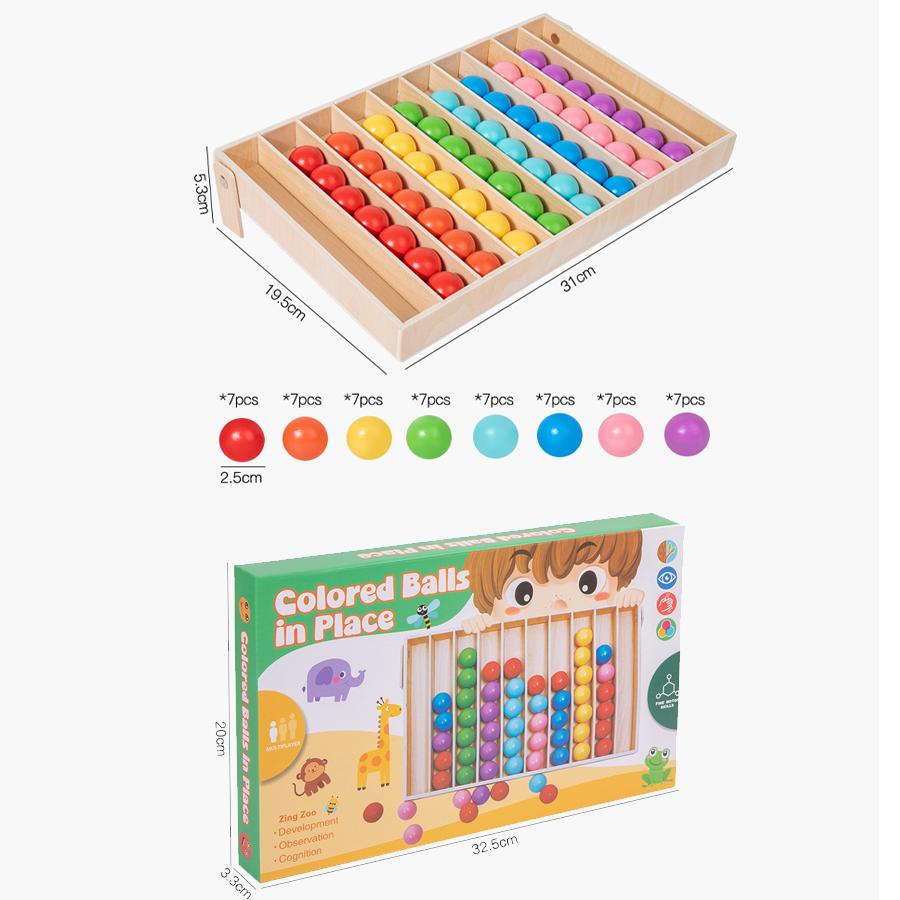 

Children Wooden Montessori Educational Toys Colorful Balls Sorting Matching Logic Training Game Kids Fine Motor Skill Table Game