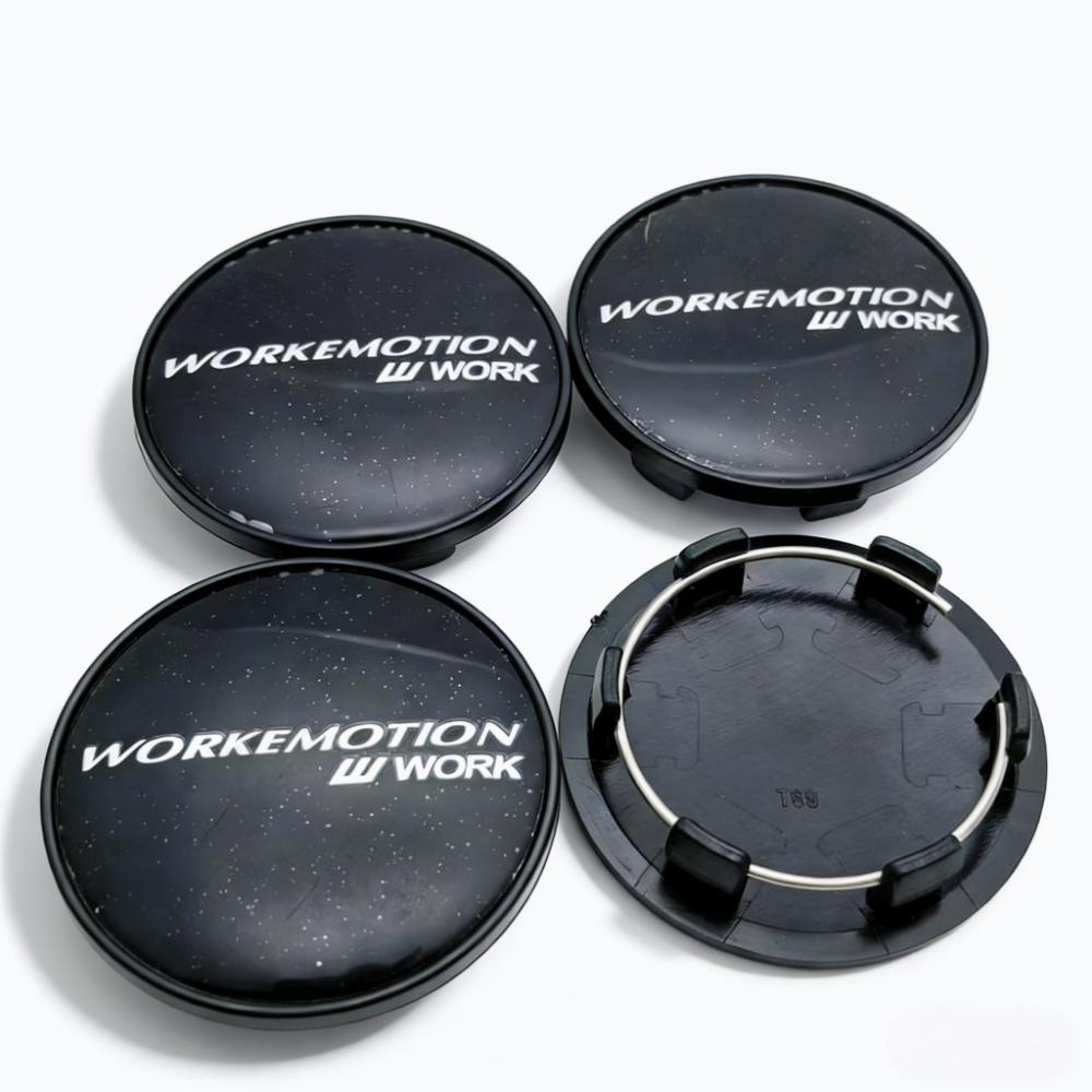 4pcs 69mm ( Clips 56mm ) W Work Emotion Logo Emblem Car Wheel Center Caps Wheel Rim Dust Cover Hubcaps Replace Hub Accessories