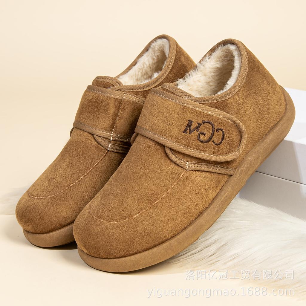 Cotton shoes Velcro thermal boots Cotton boots Fleece thickened snow boots Soft sole comfortable short boots