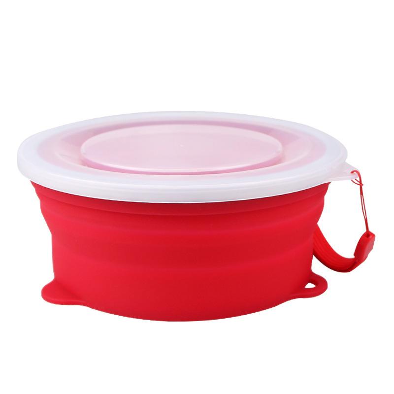 Пищевой силиконовый складной ланч-бокс, круглая складная миска, силиконовая чаша для путешествий на открытом воздухе, креативные деловые подарки 800ML красный