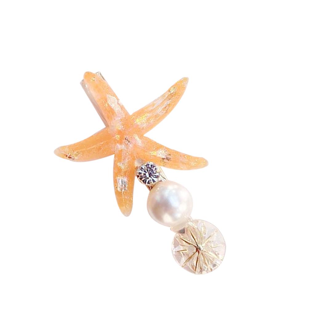 

Faux Pearl Star Hair Pin Women Girls Rhinestone Barrette Bang Clip Hairpin Party Hair Accessory оранжевый