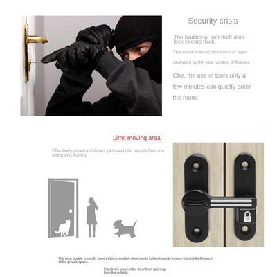 Protable Zinc Alloy Sliding Door Lock 90/180 Degree Easy To Install Door Lock Guard Safety Antitheft Door Catch Bolt Gate