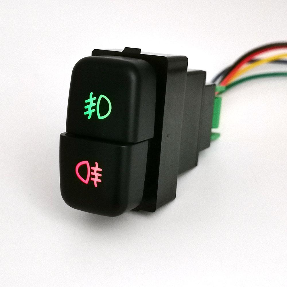 DC12V Car Dual key Switch LED DRL Fan Power on off Radar Switch Button with wire For Mitsubishi Pajero Triton ASX Lancer