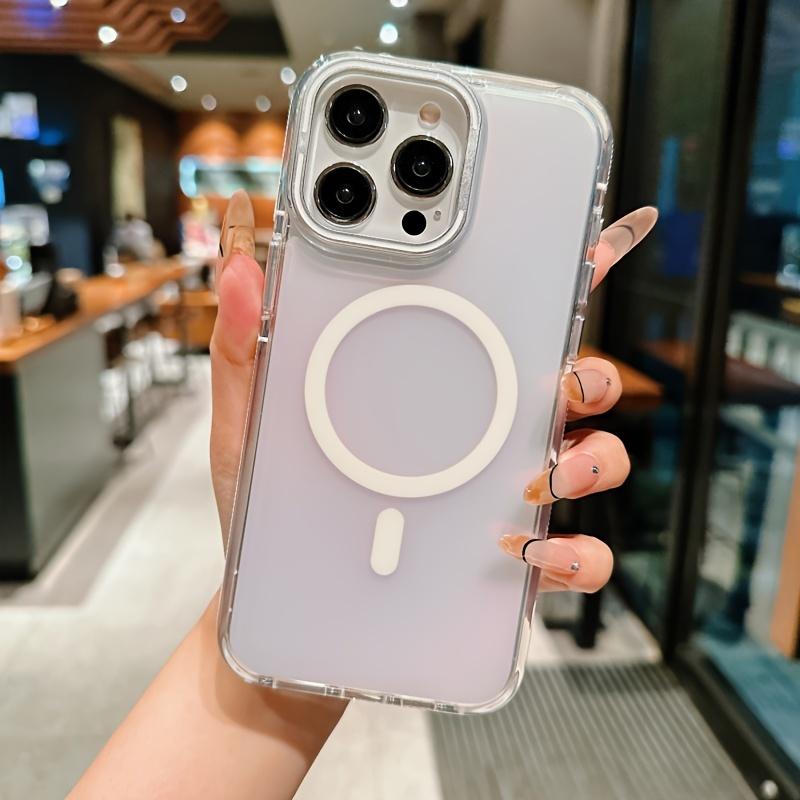 Magsafe Magnetic Lens Protection Stand Phone Case for iPhone 16 15 11 12 13 14 Pro Max Plus Camera Transparent Metal Ring Cover