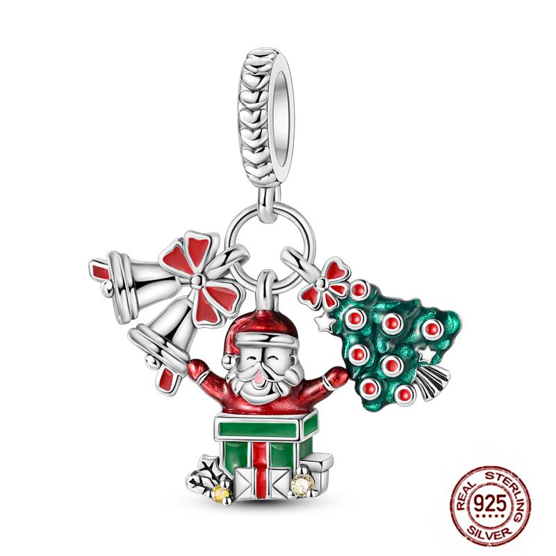 Christmas Charms Copper Fit Pendant Original Bracelets Santa Claus Snowflake Tree Gingerbread Man Beads Diy Jewelry