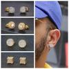 Hip-hop Stud Earrings Full of Diamonds and Micro-gold-plated Men's Earrings Trendy Jewelry