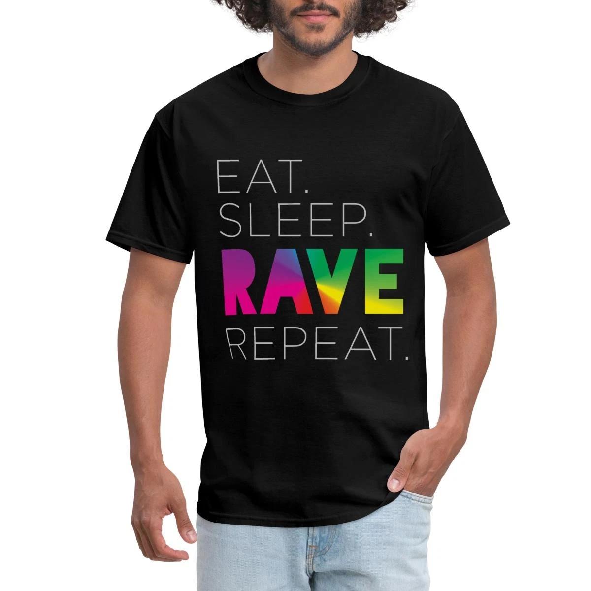 Eat Sleep Rave Repeat Neon Rainbow Men s T-Shirt L