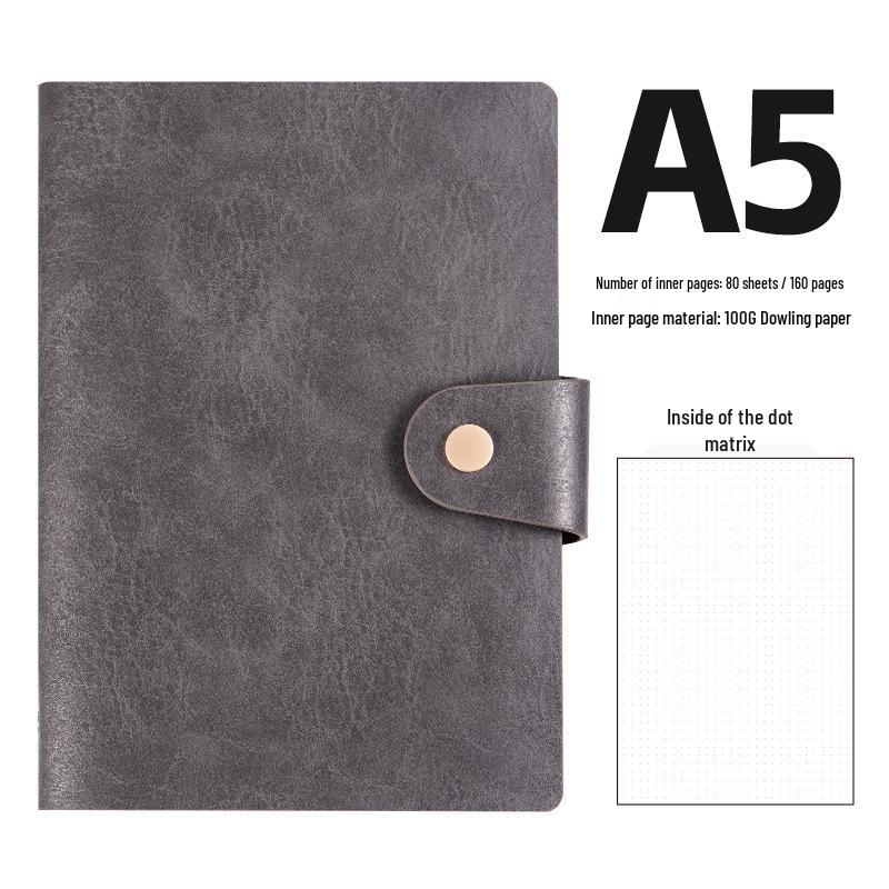 A5 Retro Cowhide Leather Business Notebook with Buckle Binder