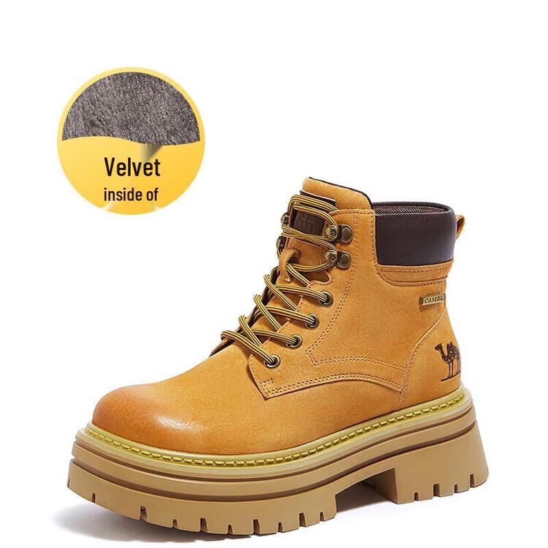 Camel Women s Lace-up High-Top Work Boots 37