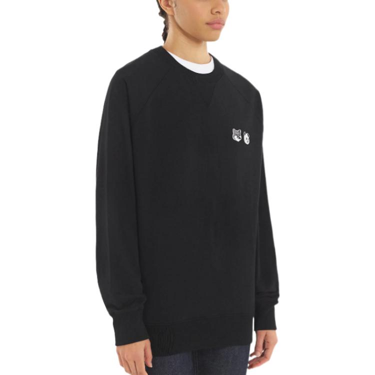 Maison Kitsune FW22 Logo Patch Crewneck Sweatshirt Unisex sweatshirt Black SPCHM00301-P199