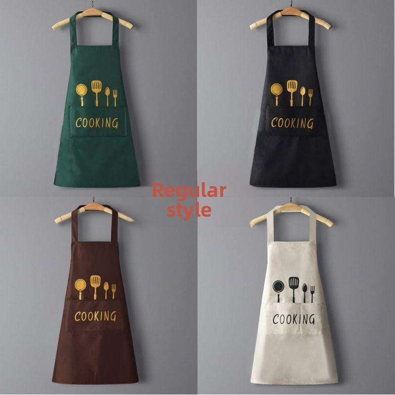 Knife Fork Pattern Waterproof Apron,Household Restaurant Kitchen Apron,Oil Resistant Hand Erasable,Fashionable Workwear Aprons
