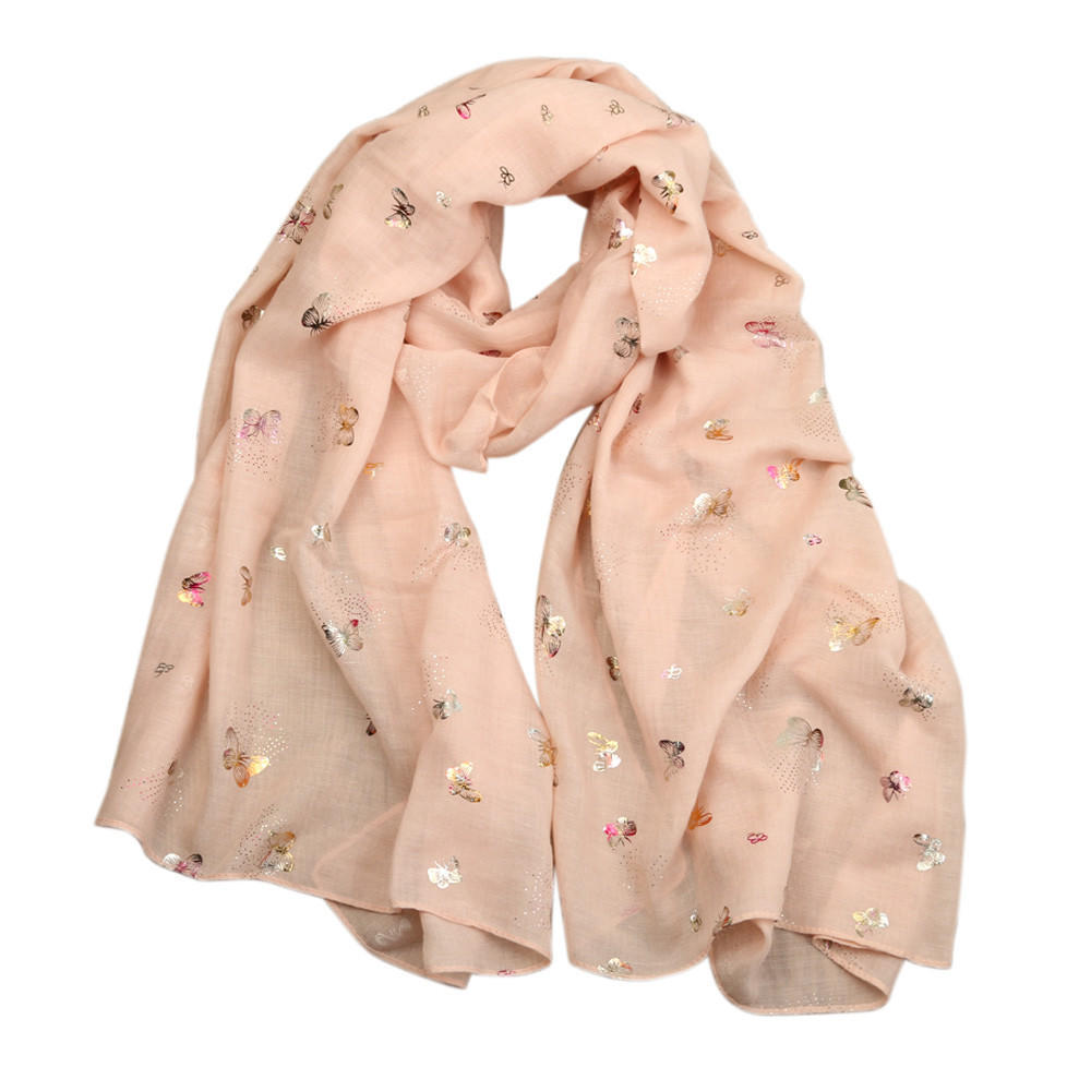 Lady Butterfly Print Long Wrap Women's Shawl Pashmina Stole Scarf Scarves