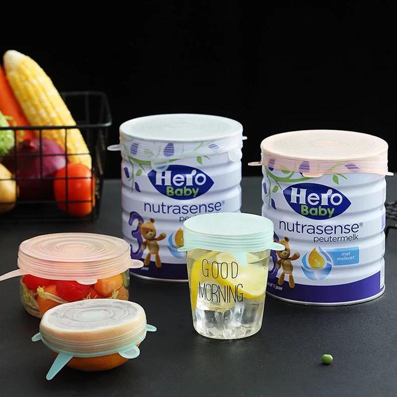 6/12 Stück Lebensmittel Silikon Abdeckung Wiederverwendbare Silikon Deckel Kappen für Früchte Schüssel Tasse Lebensmittel Stretch Frischhalte Deckel Küchenzubehör