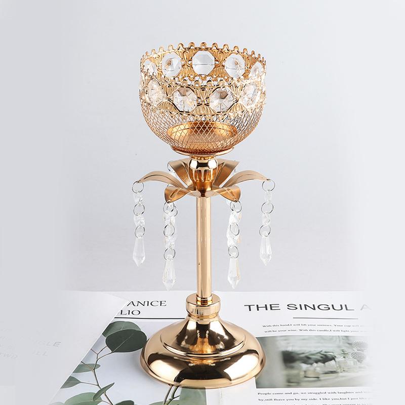 

Металлический подсвечник с хрустальными кисточками, подвесной подсвечник, подставка для свечей, канделябры, свадебные центральные украшения для праздничного стола, домашний декор L