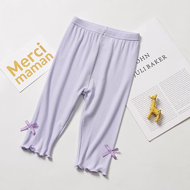 

Літні тонкі легінси для дівчаток, дитячі легінси-капрі цукеркового кольору для дому, легінси до коліна для танців, спорту, повсякденного носіння для маленьких дівчаток 120 фіолетовий