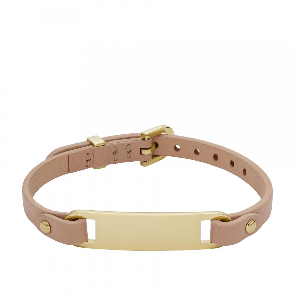 

Fossil Women s Heritage Plaque Latte Brown Leather Strap Bracelet