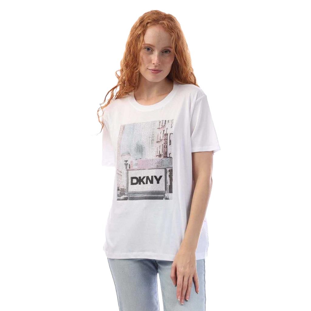DKNY Womens/Ladies Subway Rhinestone T-Shirt