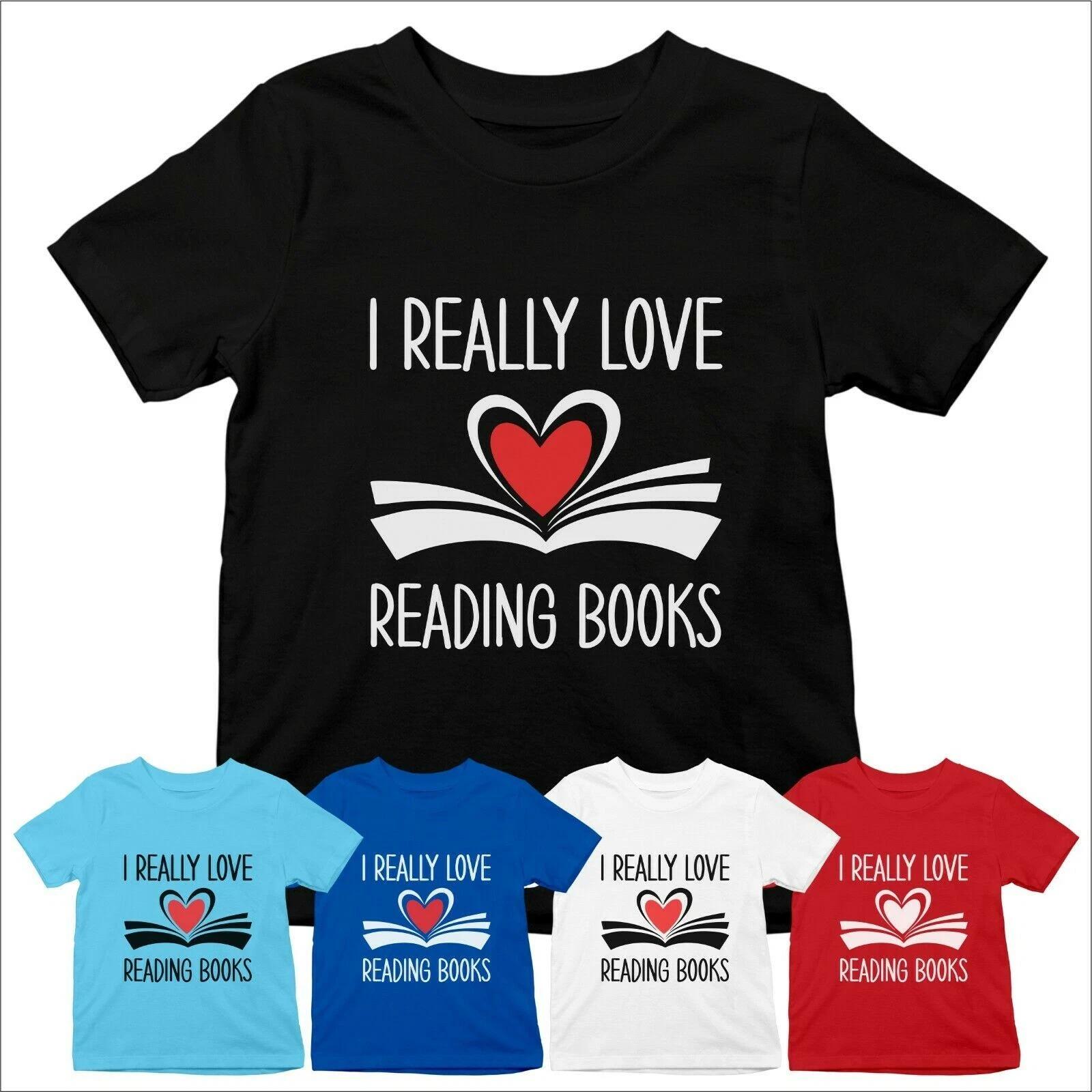 Childens I Really Love Reading Books Kids T-Shirt Boys Girls Bookworm Gift T Top 4XL