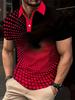 Stylish 3D Optical Illusion Polo Shirt, Short Sleeve Top
