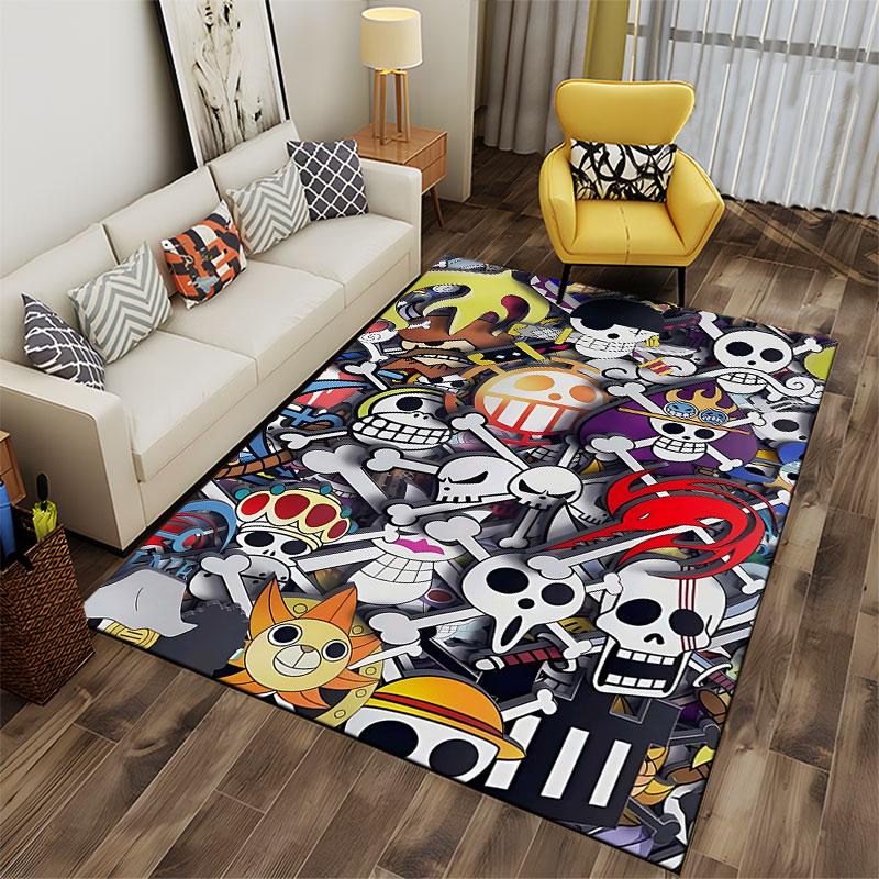 Skull and Pirate Themed Carpet Suitable As a Non-slip Mat for the Living Room or Bedroom Sofa