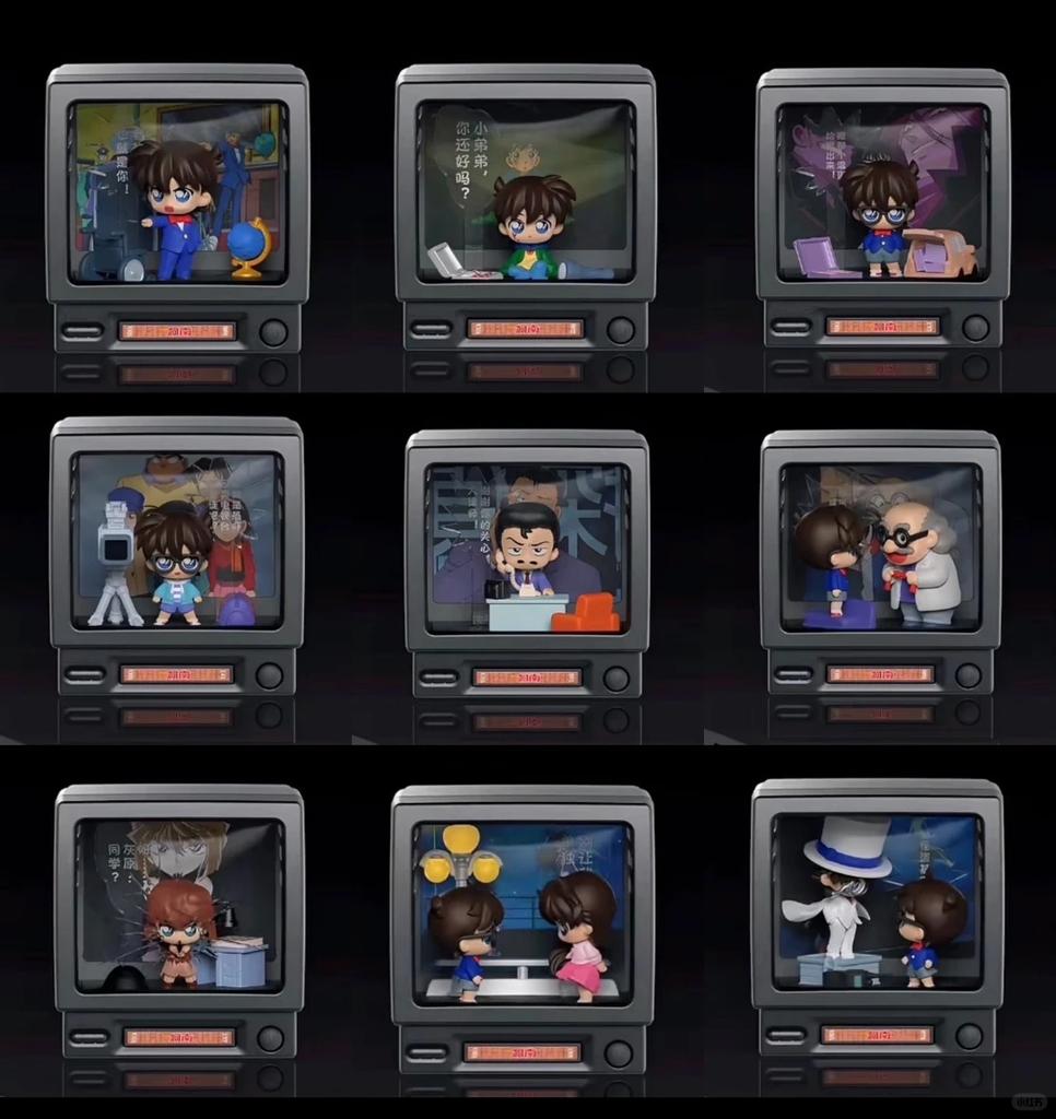 Original Kayou Detective Conan Mini Scene Retro Tv Series Blind Box Pvc Anime Character Model Collection Toys Gifts
