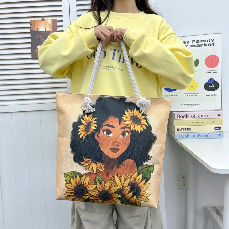 Tote Bag Portable Shopping Bag Women's Thick Rope Large-capacity Beach Bag