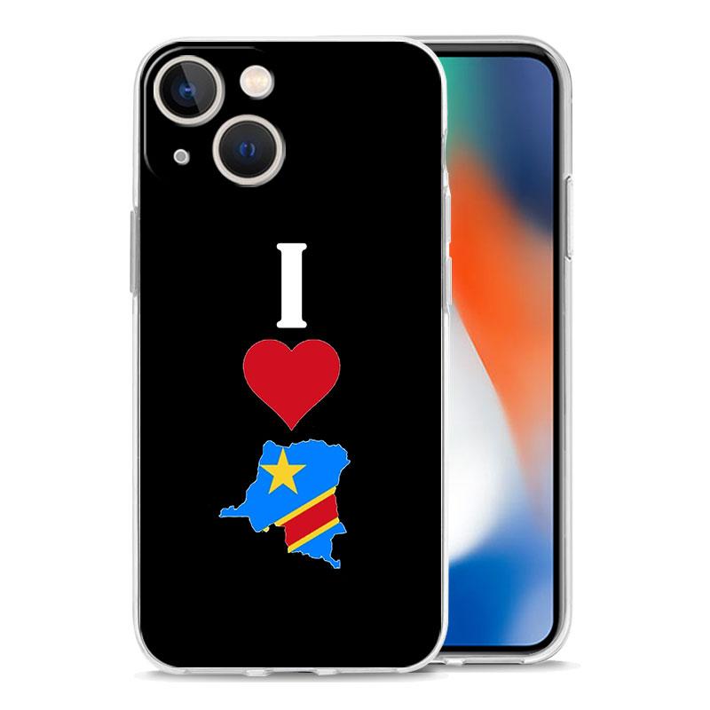 Congo Flag Luxury Transparent Phone Case For iPhone 15 14 13 12 Mini 11 Pro Max XS X XR SE 7 8 Plus Silicone Clear Cover