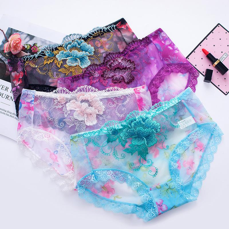 Women's Lace Panties Semi-transparent Mesh Breathable Sexy and Comfortable Women's Briefs