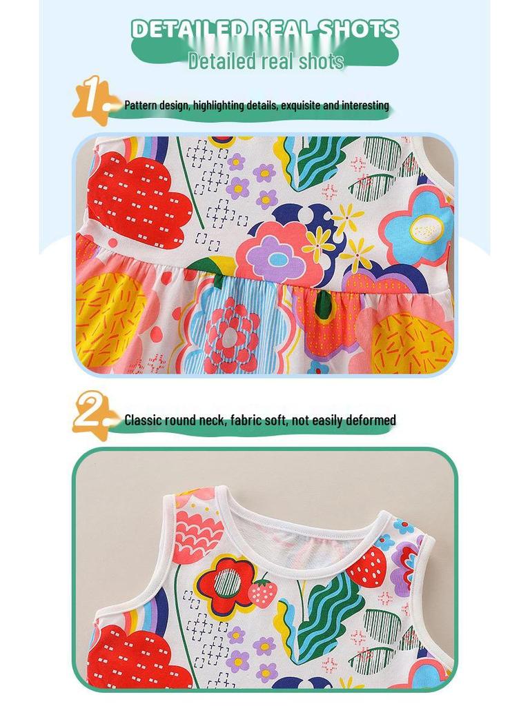 Mädchen Strickkleid im europäischen und amerikanischen Stil mit Cartoon-Print, Puffärmeln und Rundhalsausschnitt