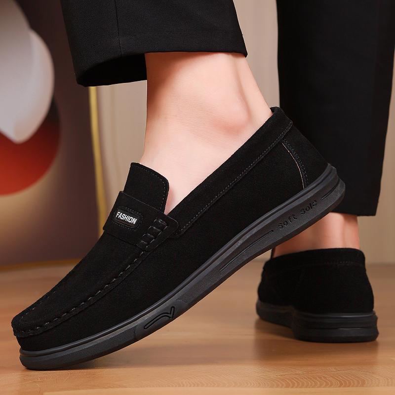 Breathable Soft Slip-On Shoes for Walking New Comfortable Casual Shoes Durable Rubber Sole Flats  Classic Men's Leather Loafers