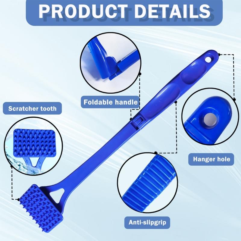 Extendable Collapsible Back Massage Multipurpose Body Scratcher For Humans Pets Gentle Bristles Ergonomic Handle