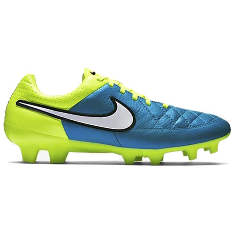 Nike Tiempo Legend V Round Toe Comfortable FG (Rubber Long Studs) Non-Slip Durable Soccer Shoes Unisex Soccer Shoes Blue 744951-401