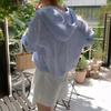 Women's 2024 French Design Striped Hooded Sun Protection Shirt