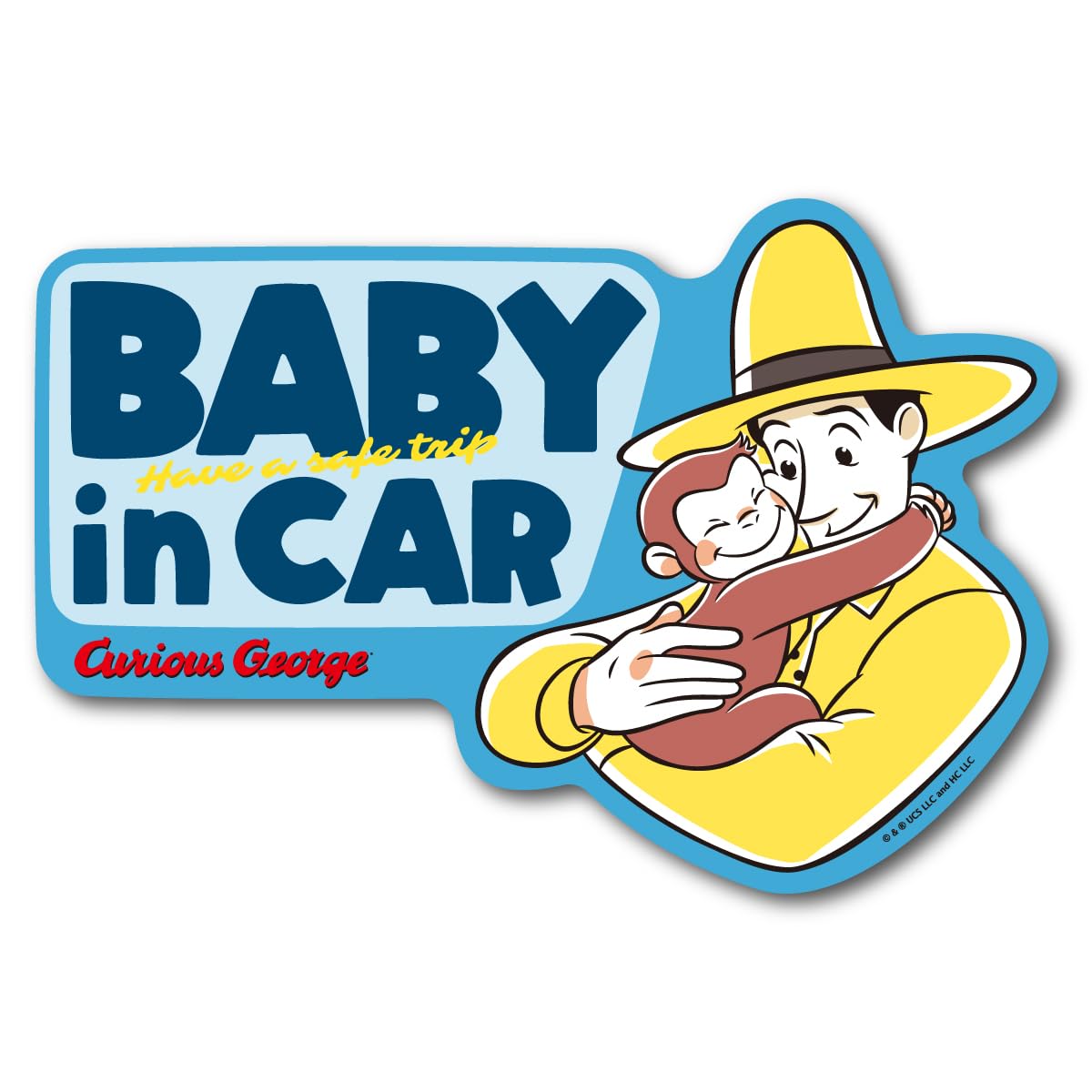 

Curious George Car Sticker Anime BABY in CAR with Uncle Universal Goods Illustration Character Cute Anime gs Official Goods CG-035 жёлтый